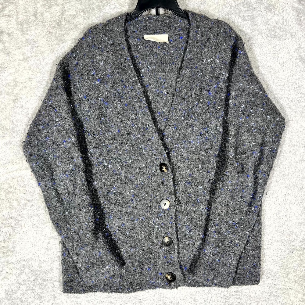 Everlane Confetti Cardigan Sweater Womens XS Gray Boxy Oversized Long Sleeve